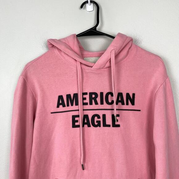 American Eagle Pullover Graphic Hoodie Pink Sweatshirt Cotton Blend Mens Size XS - Picture 3 of 9